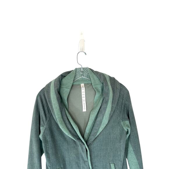 Lululemon Back To Class Textured Green Button Down Double Collar Jacket Size 4 - Picture 3 of 12